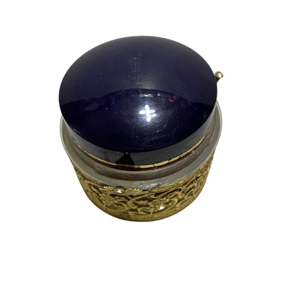 Vintage Metal Filigree Talc Powder Holder (talc Opium‎ used)